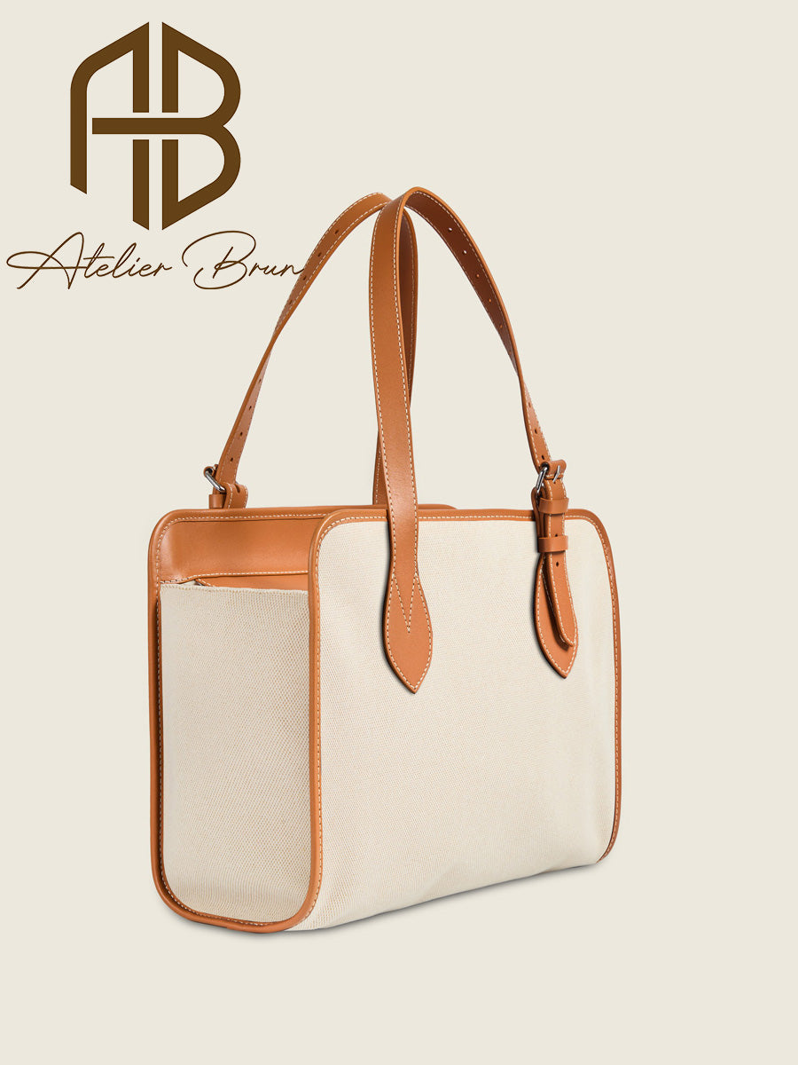 Beige Canvas Large Structured Tote – Everyday Carry Bag
