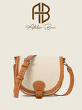 Beige Canvas Crossbody with Leather Accents – Vintage‑Inspired Mini Bag