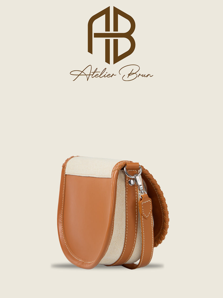 Beige Canvas Crossbody with Leather Accents – Vintage‑Inspired Mini Bag