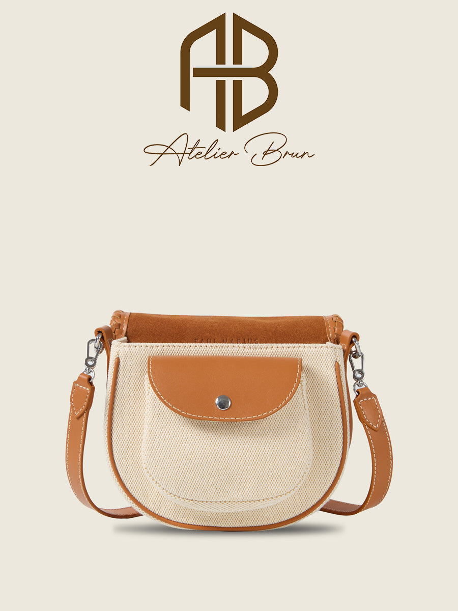 Beige Canvas Crossbody with Leather Accents – Vintage‑Inspired Mini Bag