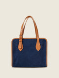 Structured Denim & Leather Tote Bag – Medium