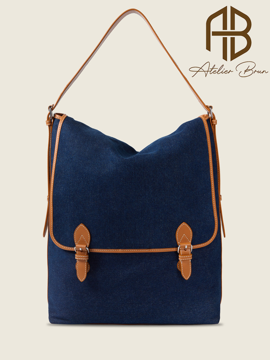 XL Denim & Leather Everyday Tote Bag