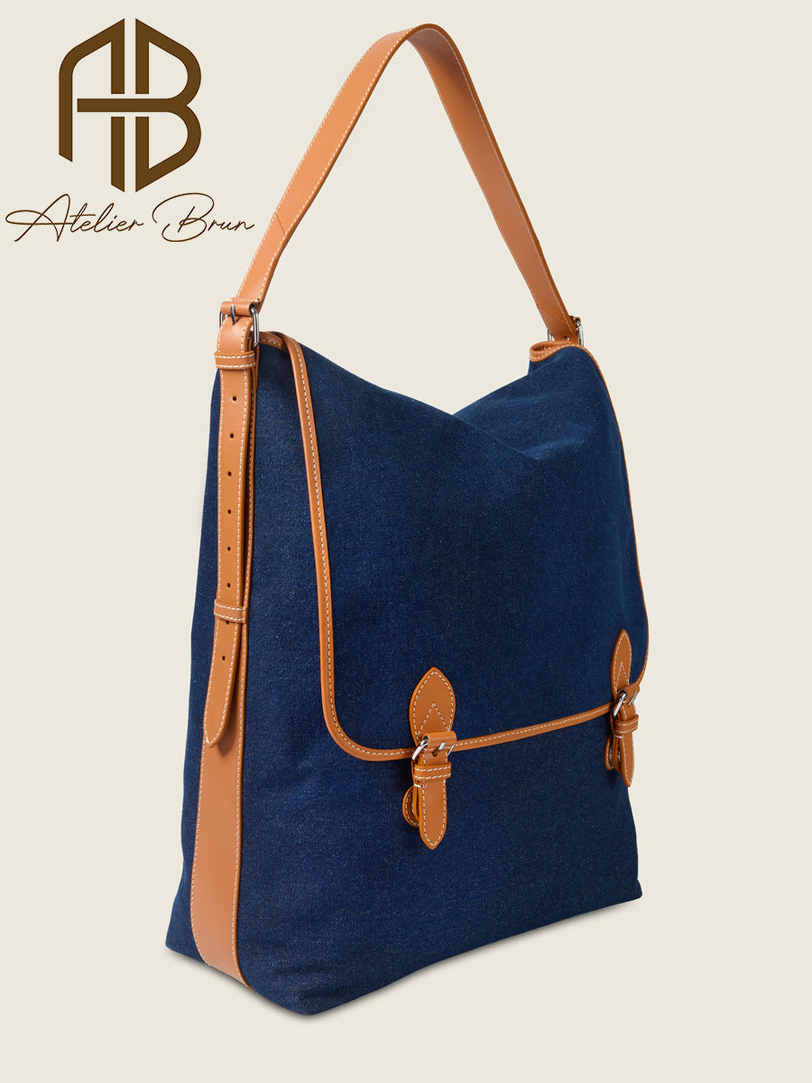 XL Denim & Leather Everyday Tote Bag