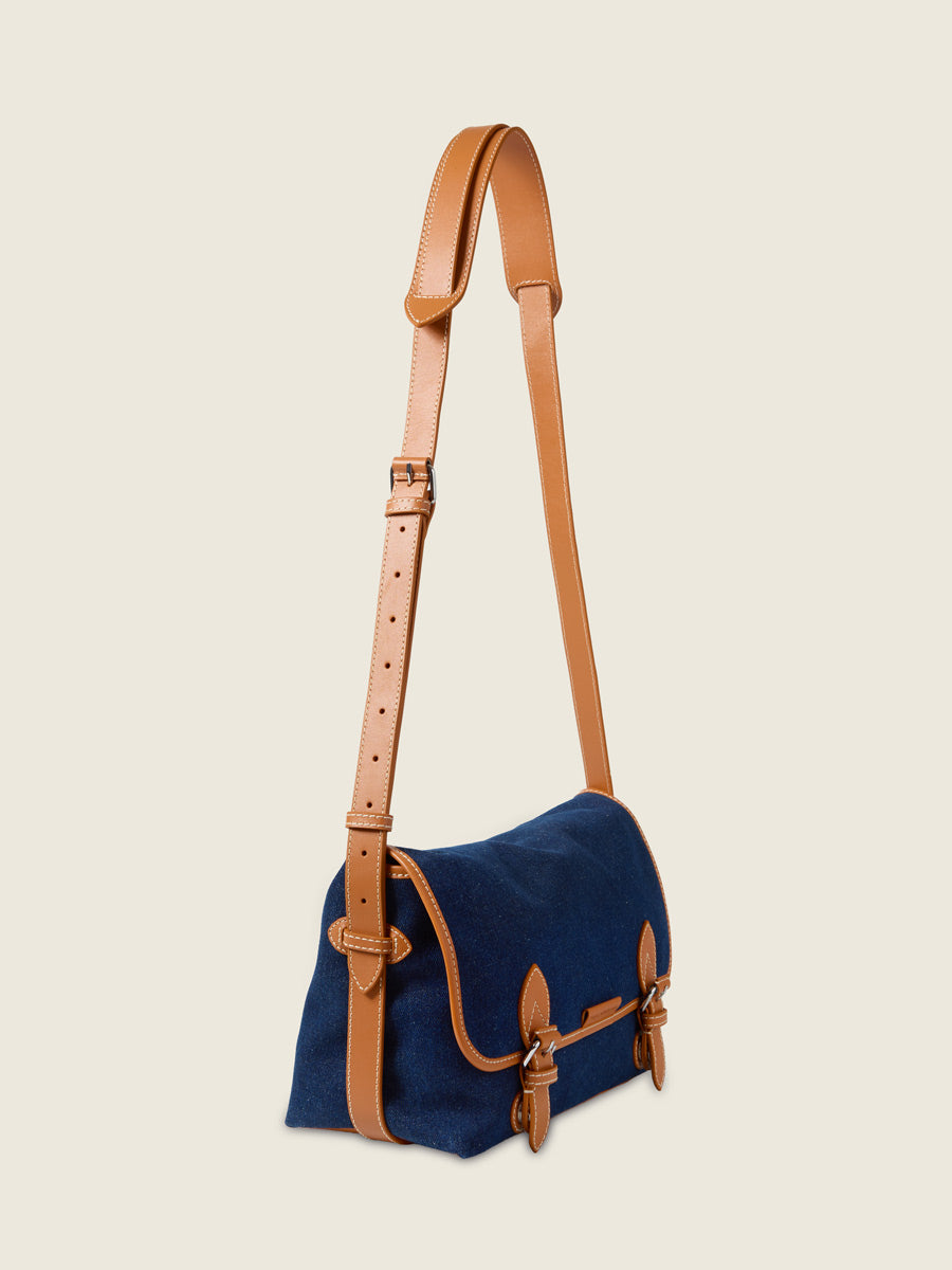 Casual Denim & Leather Shoulder Bag
