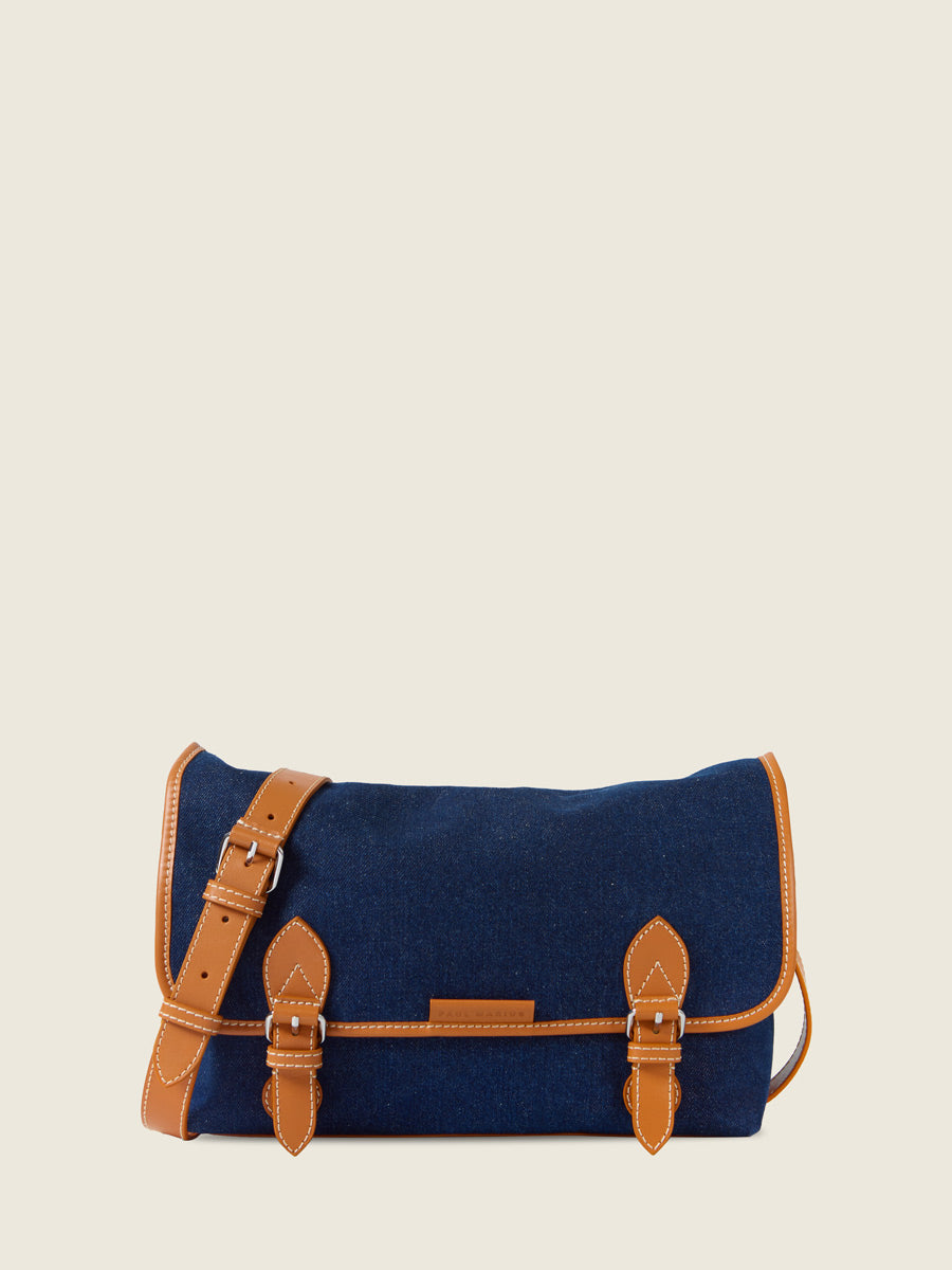 Casual Denim & Leather Shoulder Bag