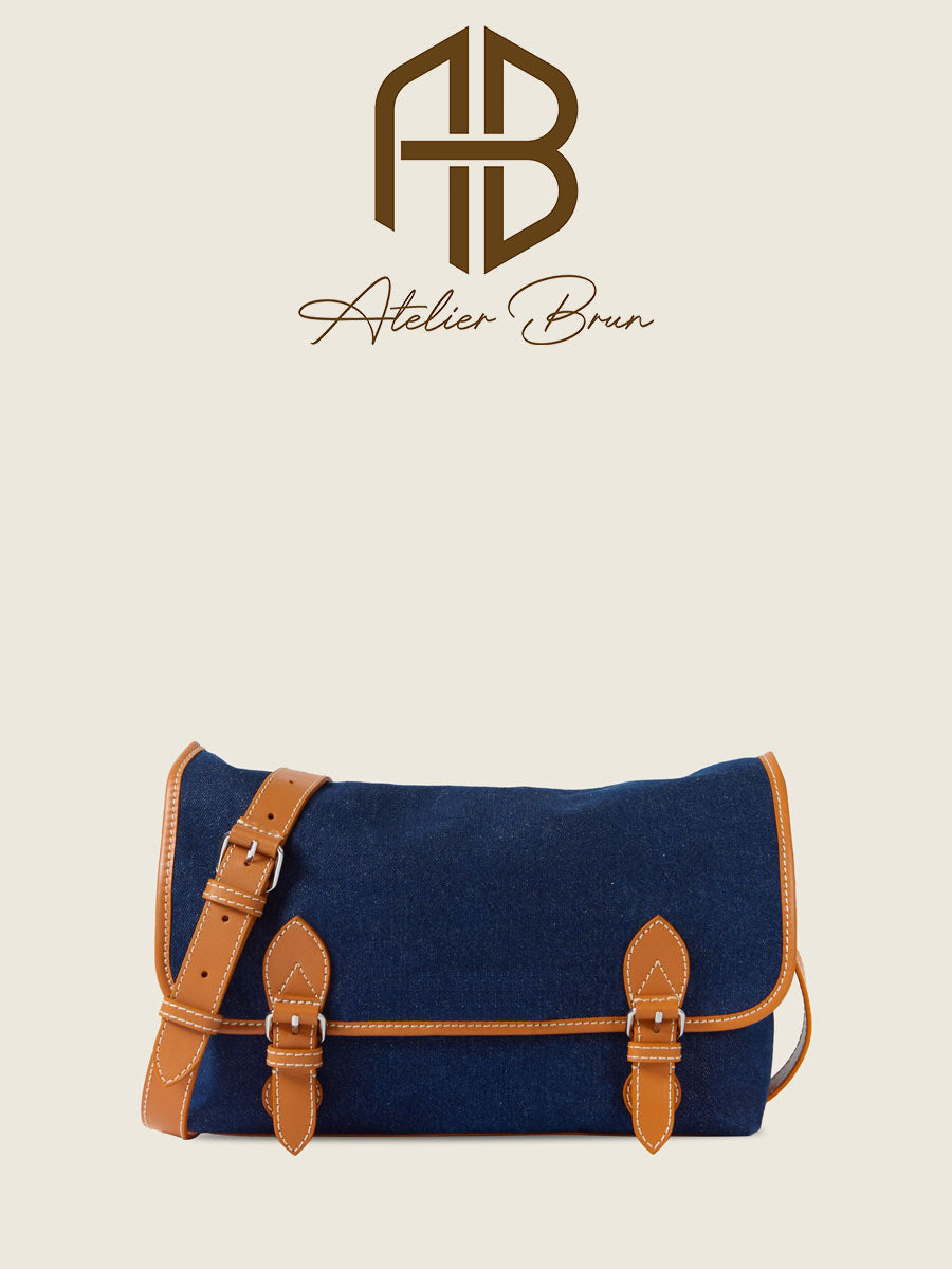 Casual Denim & Leather Shoulder Bag