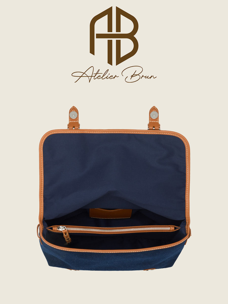 Casual Denim & Leather Shoulder Bag