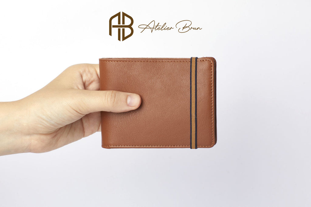 Compact Full-Grain Leather Wallet with Coin Pocket – Cognac
